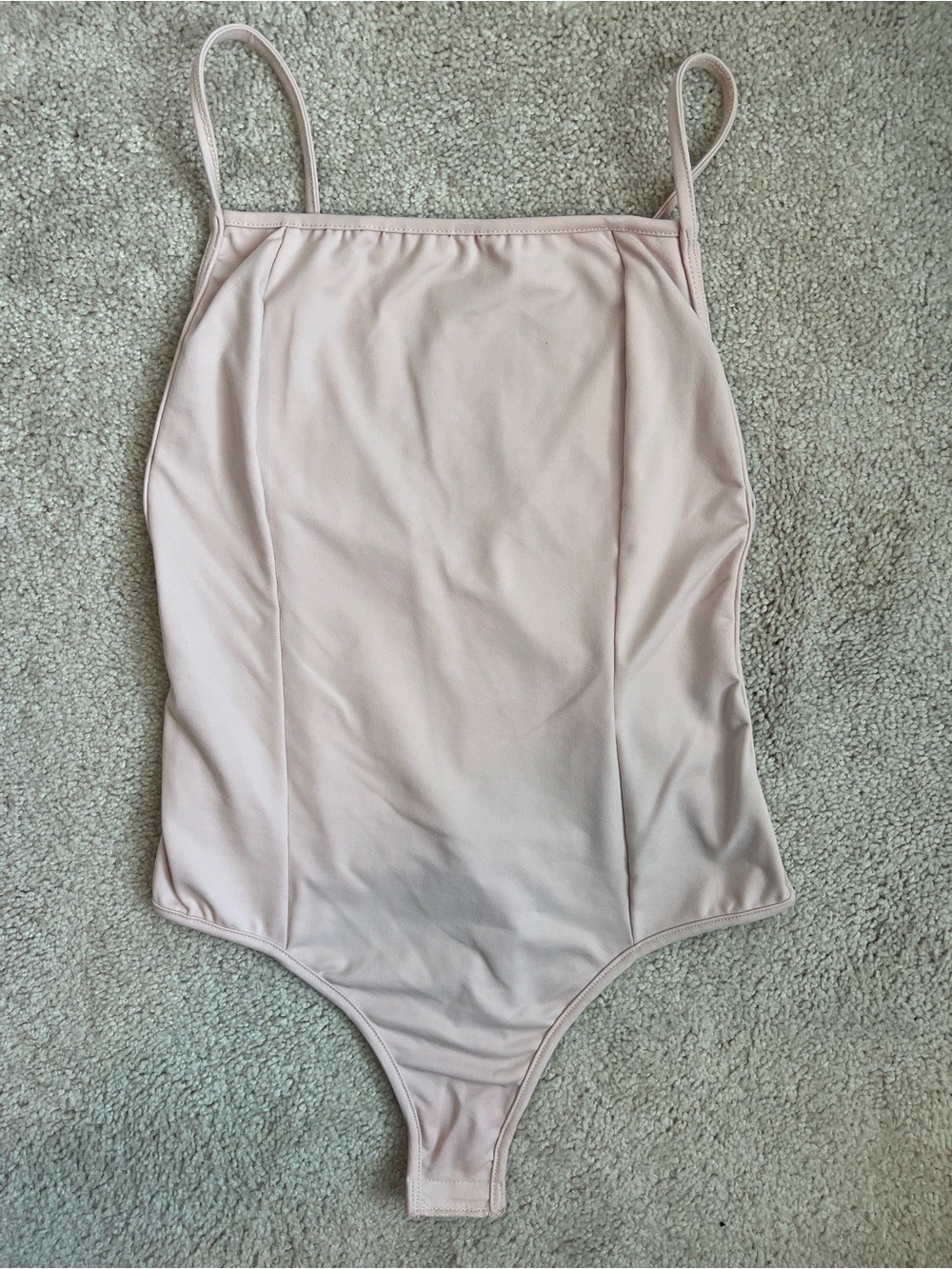 Free People Intimately Pale Blush Square Neckline Thong Bodysuit